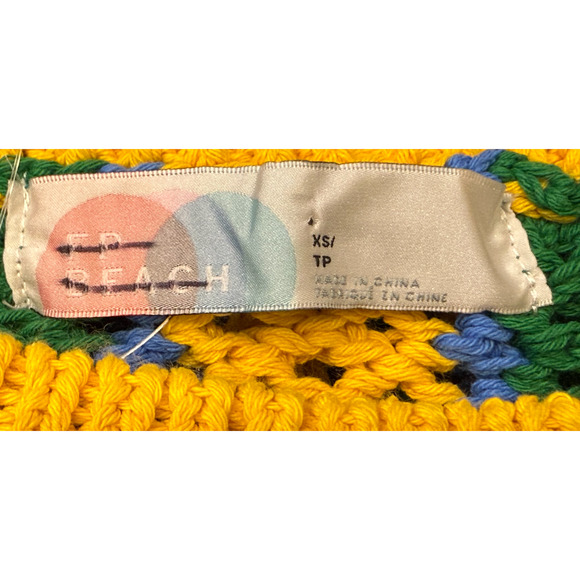 NEW FREE PEOPLE FP BEACH GREEN BLUE YELLOW DAYTON STRIPED PULLOVER SWEATER SZ XS - Picture 7 of 9